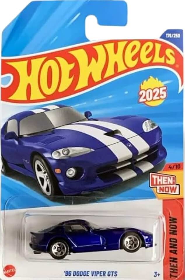 Hot Wheels '96 道奇 Viper GTS [藍色]，過去與現在 4/10、176/250、1:64 比例壓鑄車