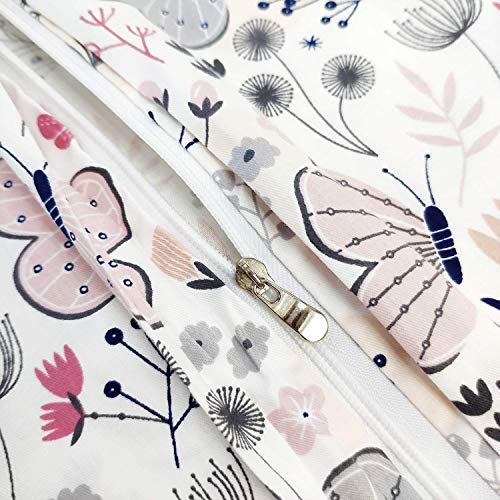 Brandream Butterfly Crib Bedding Sets For Girls Pink Farmhouse Floral Nursery Bedding With Diaper Stacker, 4 Piece Ruffle Baby Blanket Tassel Skirt, 100% Cotton #TOP7