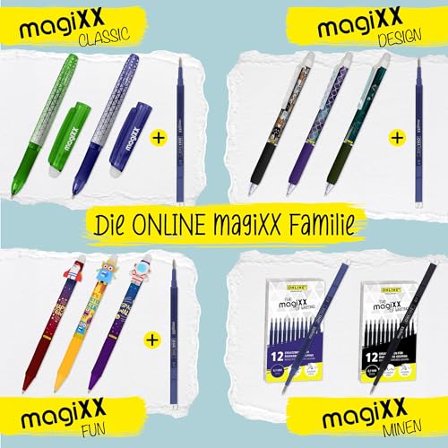 ONLINE 3x radierbare Ersatzminen I Kompatibel mit Pilot Frixion, magiXX I Rot 0,7mm Strichstärke I Ersatzmine für Gelstift radierbar I Nachfüllminen für Gel-Tintenroller mit radierbarer Tinte