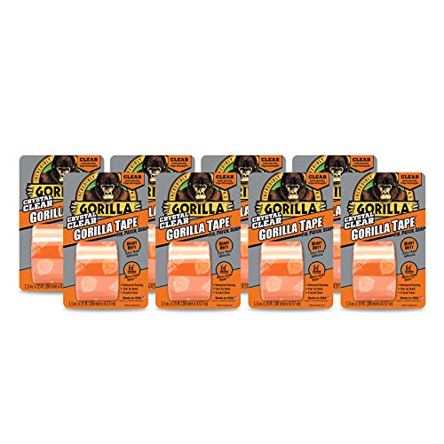 Gorilla Crystal Clear Duct Tape, 1.88 x 5 yd, Clear, (Pack of 8)