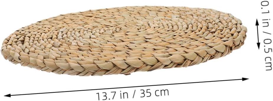 VICASKY Flat Japanese Round Straw Seat Cushion Floor Pillow for Meditation Yoga Couch Easy-Clean Home Decor
