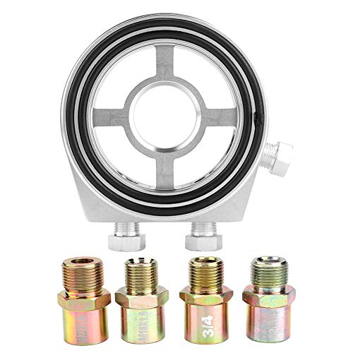 Outbit Piastra sandwich per filtro olio Outbit - Alluminio argento Qualità filtro olio Calibro di raffreddamento Indicatore piastra sandwich Adattatore universale O-ring