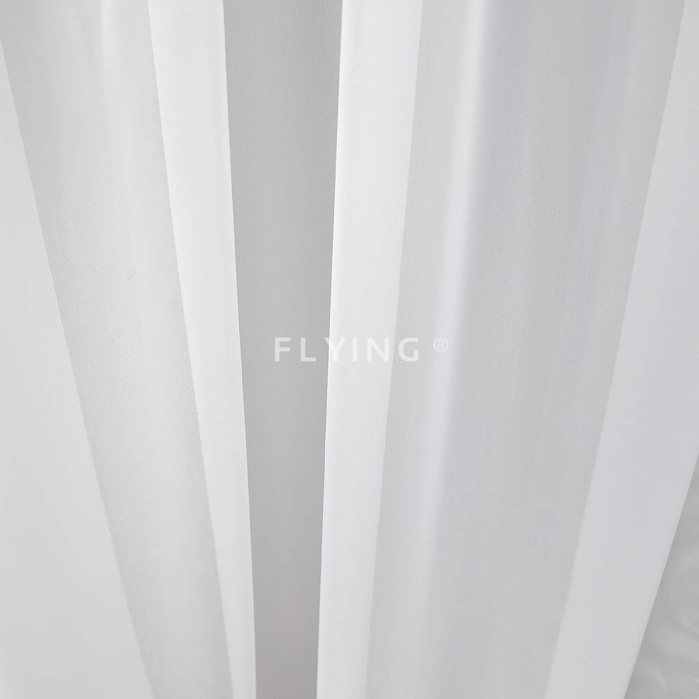 FKL DESIGN Home Deco Balkongardine Schöne Fertiggardine Fenstergardine Gardine aus Voile mit Faltenband Kräuselband Store Kurz Modern Fenster Weiß Gipüre LB-11-A (250 x 400 cm)