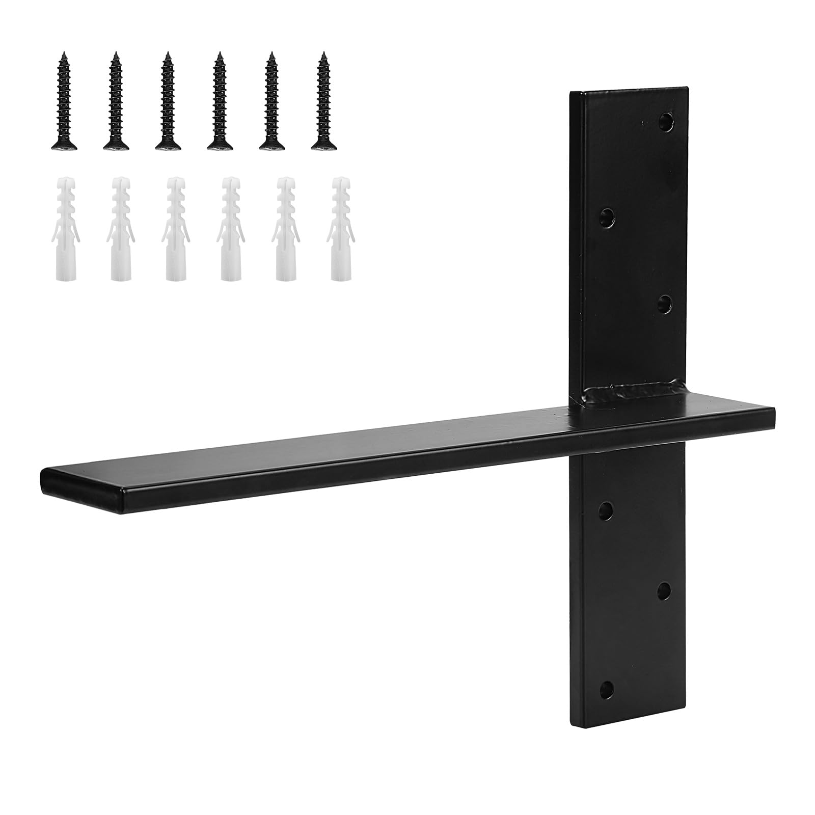 1 Pack Free Hanging T Shelf Bracket, Solid Heavy Duty Steel T Shelf Bracket with Screws, Floating Shelf Brackets, Granite Countertop Support Brackets,Powder Coated, DIY Projects (16 Inch)