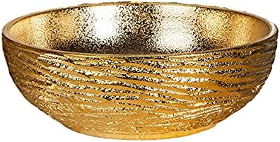 Bathroom Vessel Sink Luxury Shiny Gold Painted Ceramic Vanity Bowl Round Above Counter Basin for Bar and Cloakroom with Hand Carved Craft
