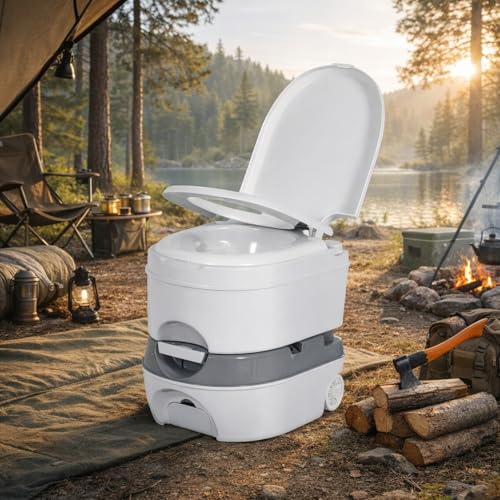 Image of 24L Portable Western Flush Toilet for Camping Indoor Outdoor Commode Travel Toilet for Adults Patients Traveling Toilet Seat for Adult (White)
