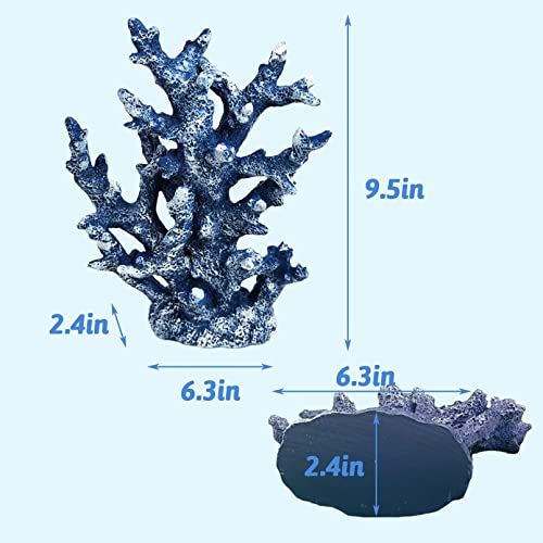 Image of PINVNBY Artificial Coral Ornament Aquarium Sea Plants Decoration Underwater Craft Resin Fish Tank Landscape (Blue)