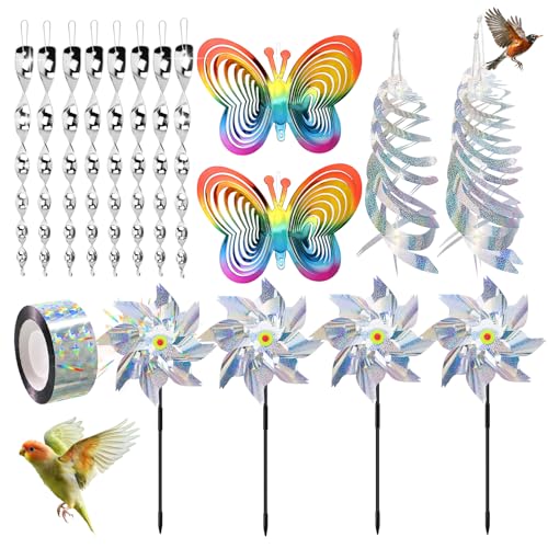 ELNLE Reflektierende Vogelschreck Vogelabwehr Taubenabwehr Balkon, Windräder Vogelabwehr Windspirale...