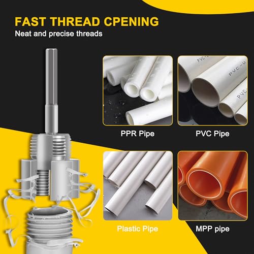 Image of 2PCS Pipe Threading Tool, Integrated Internal & External Pipe Threading Tool - 1 /2 inch & 3 /4 inch Pipe Threading Tool Set for Electric Drill - PVC & Plastic Pipe Tool for DIY Home Repair