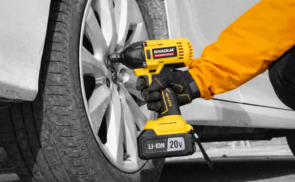 Image of KHADIJA IW20V-01 20V Cordless Impact Wrench | 430NM Torque | 3200RPM | 1 /2 inch Square Driver | 2x Batteries | Fast Charger | LED Light | Carrying Case | 5 Pcs Impact Sockets