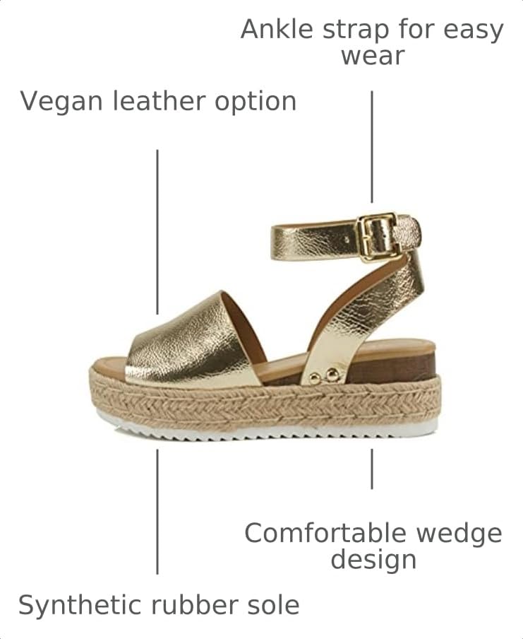 Image of Soda Topic Open Toe Buckle Ankle Strap Espadrilles Flatform Wedge Casual Sandal