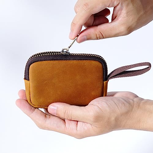 1 Pcs Leather Zipper Coin Purse Rectangle Wallet, Coin Organizer, Change Holder,Card Case, Mini Leather Zipper Storage Bag for Men & Women4