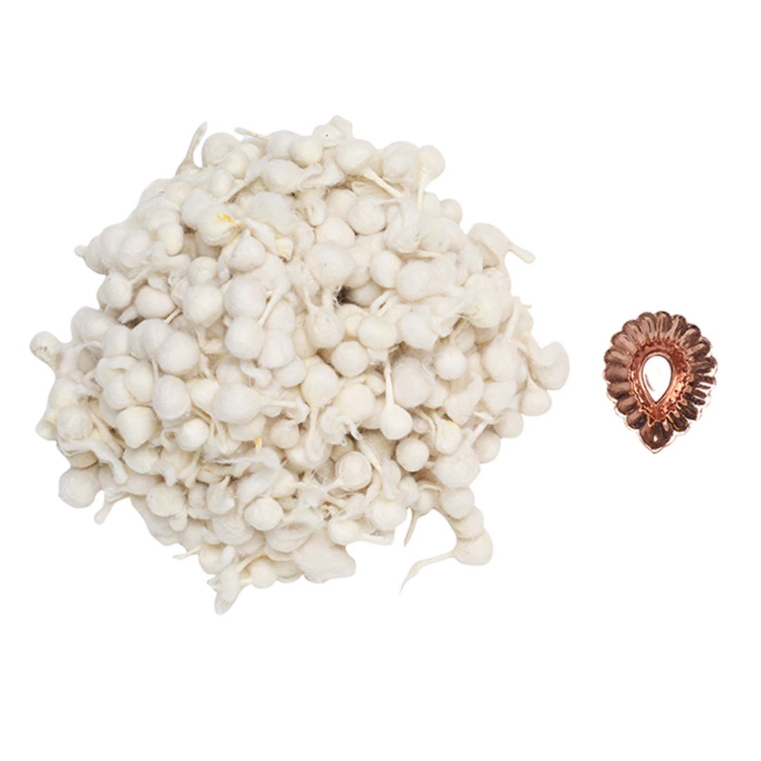 Cotton Wicks Round Diya Batti with Small Brass Diya Oil Lamps Lanterns Candles puja Item Pooja Article bati batti for Oil Lamp Diya