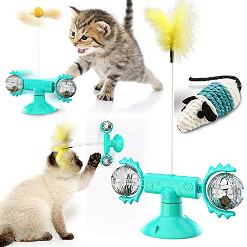 feihao Jouets pour Chats, Interactif Moulin à Vent Jouets pour Chat, Jouet en Cataire Kitten Toys Windmill Tourne-Disque, Cat Toy Scratch Brosse à Cheveux pour Animaux de Compagnie Cover