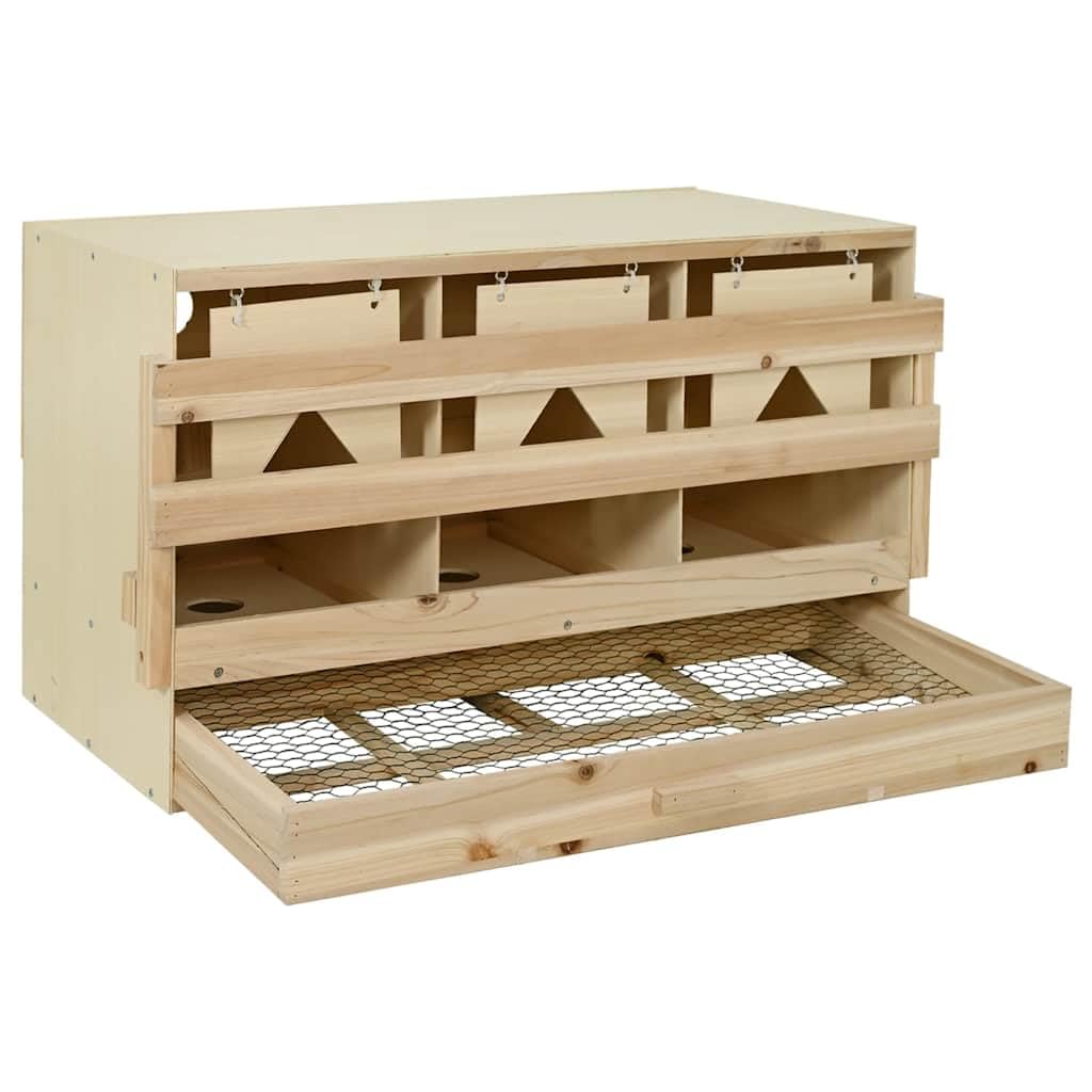 Nido de pollo con 3 compartimentos de madera maciza de pino 96 x 40 x 45 cm para grandes especies de aves de corral con base extraíble y percha plegable para facilitar la limpieza y el uso