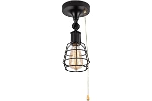 LuxAll Industrial Farmhouse Semi Flush Mount Ceiling Light with Pull Chain