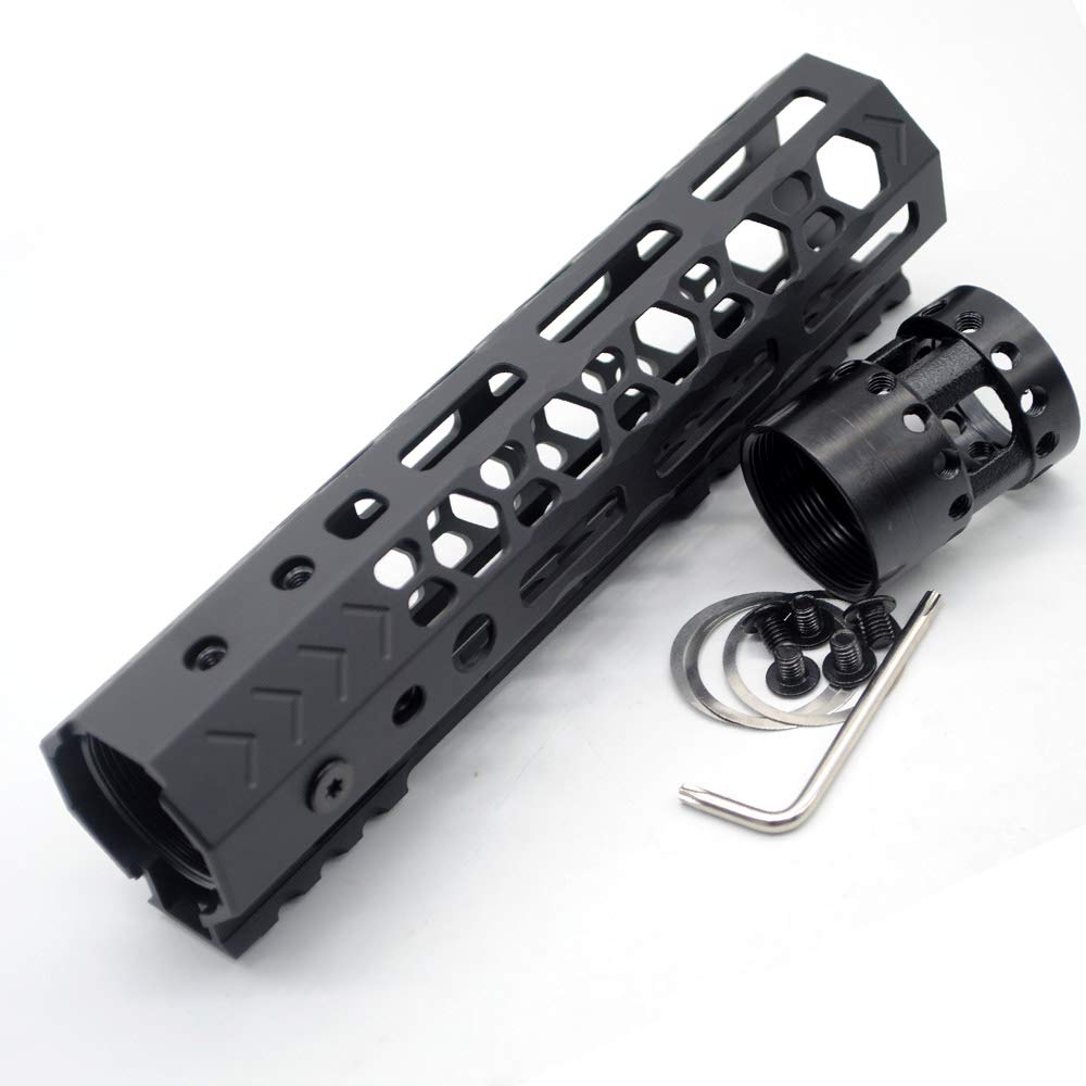 Trirock NSR Style Black 7 Inch M-LK Free Float AR15 Handguard Fits .223/5.56 Rifles Steel Barrel Nut