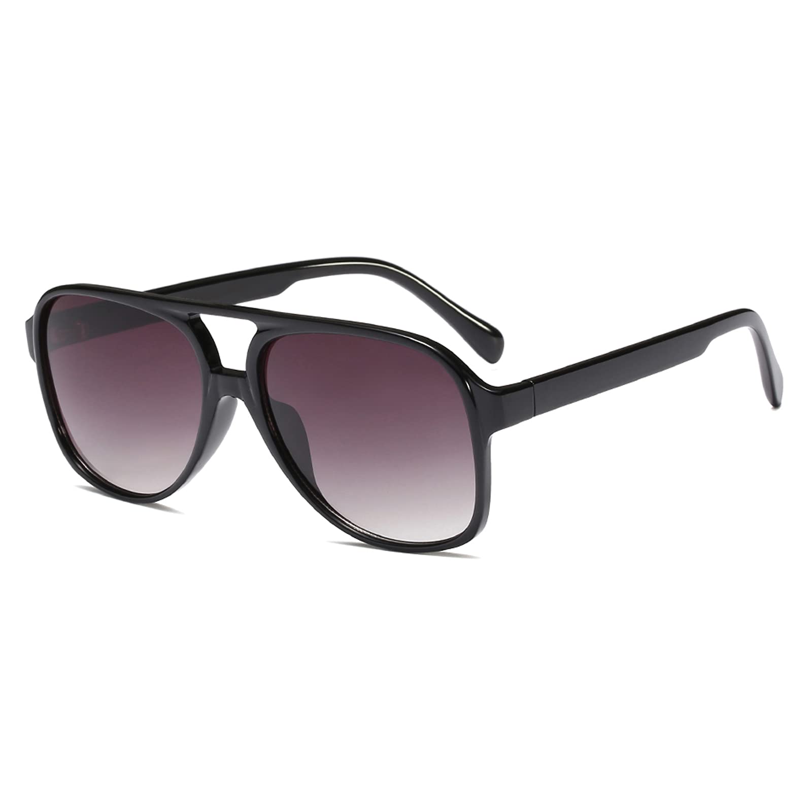 YDAOWKN Retro Aviator Sunglasses for Women Mens Large Frame Classic Vintage 70s Sun Glasses Aviators 1 Black/Gradient Gray 60 Millimeters
