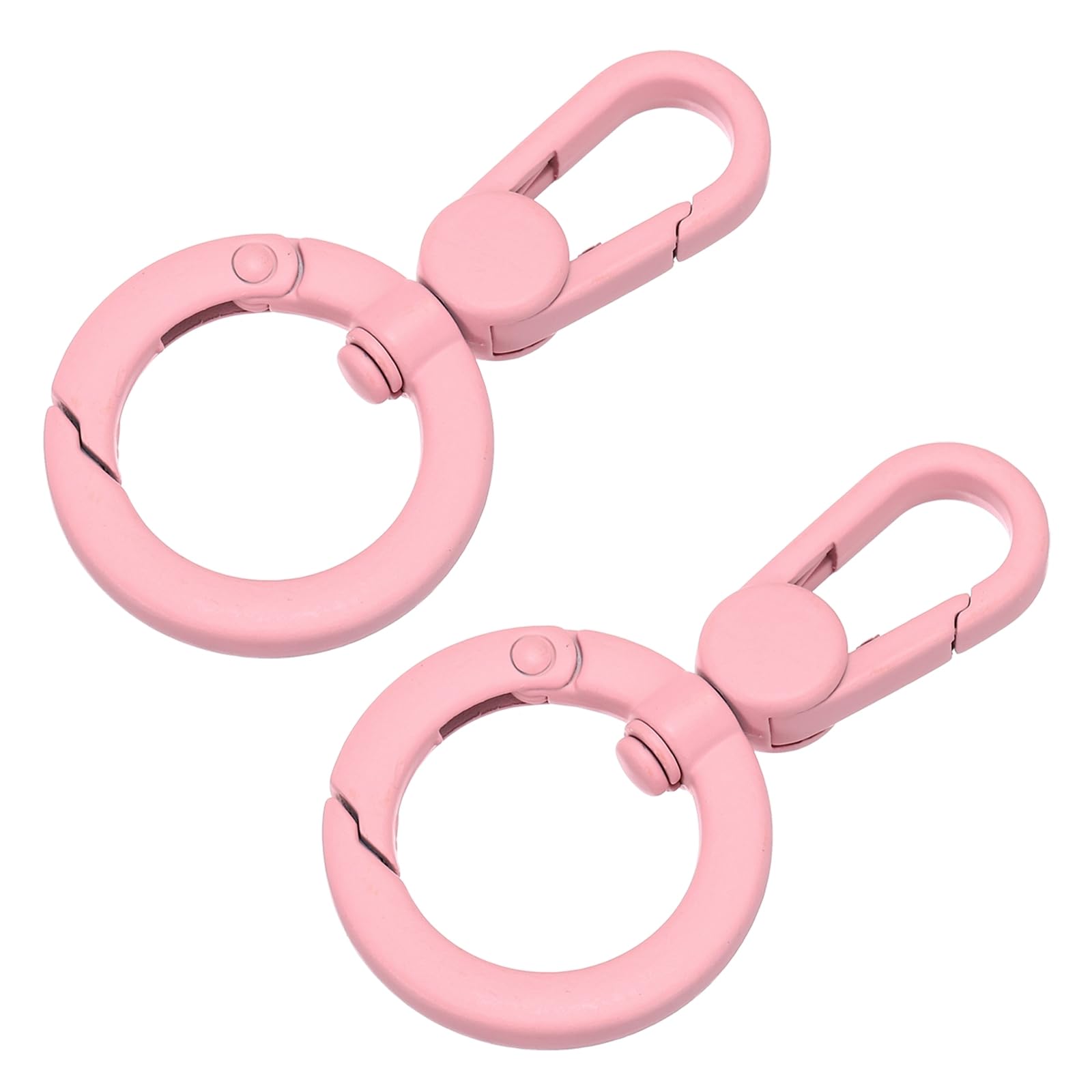 PATIKIL 2 Pcs Double Opening Snap Hooks Swivel Keychain Clasp Clips Metal Swivel Lobster Claw Clasp for Jewelry Making Crafts Backpack Bag Strap Phone Case, Light Pink