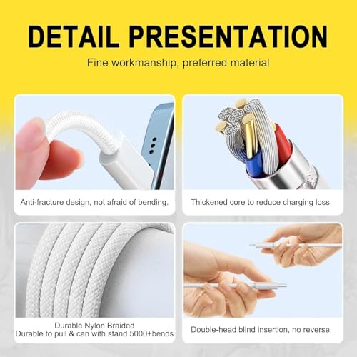 Image of Apple 20W USB-C Fast Charger with 6.6Ft Braided Cable | Compatible with iPhone 15 /15 Plus /15 Pro /15 Pro Max, iPhone 16 /16 Plus /16 Pro /16 Pro Max, iPad (USB-C) & Samsung Galaxy S Series Smartphones