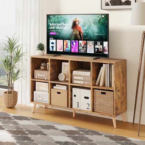 8-Cube-Bookshelf-2-Tier-Retro-Bookcase-with-Legs-11in-Shelf-Opening-47-Wood-Bookshelves-Storage-Organizer-Shelf-Freestanding-Open-Book-Shelves-for-Bedroom-Living-Room-Office-Vintage-Brown