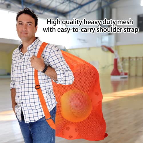 Gse 30" X 40" Extra-Large Mesh Sports Ball Drawstring Bag, Sports Equipment Bag, Mesh Net Carry Bag With Adjustable Shoulder Strap For Gym Training, Football, Basketball, Volleyball, Swimming #TOP5