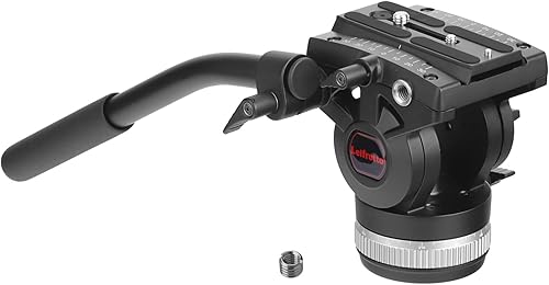 Miniatura 9 de Cabeza fluida de 2.953 in Base de trípode con mango Placa de liberación rápida resistente para cabezal de video Manfrotto, carga de hasta 33 libras,