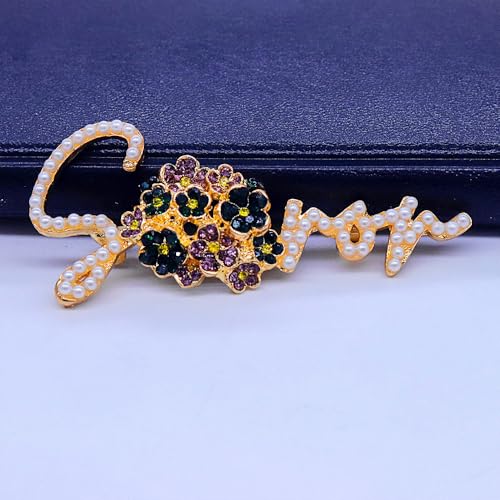 Image of Pearl Violet Flower DST Soror Pin Golden Greek Letters Sorority Lady Brooch Jewelry For Gifts