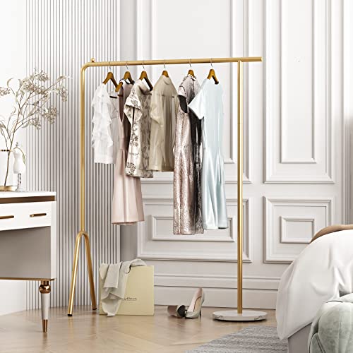 Smlttel Gold Clothes Rack Heavy Duty, Modern Black Gold Clothing Rack For Boutique Display, Gold Garment Rack For Hanging Clothes,Wardrobe Closet Hanger Rack Storage,Industrial Pipe Clothes Rack, Gold #TOP2