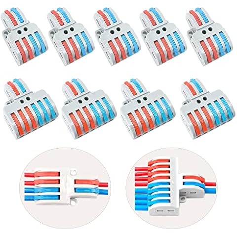 CEEYSEE 14 Pcs Compact Wire Connectors Diy Electrical Connector Blocks Circuit Inline Splices Lever Nut Connector Quick Cable Clamp Spring Butt Terminal Connectors(4/6 Hole) Cover