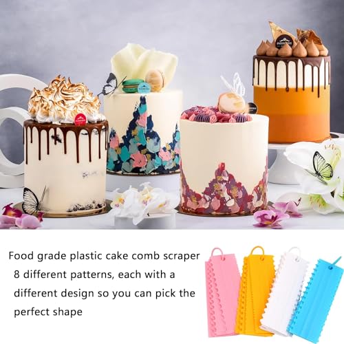 Image of Jamboree!!! 4PCS Cake Scraper Set, Cake Edge Scraper Cutters, Cake Scraper Comb Cream Scraper Tool for Cake Cream Baking (Pink)