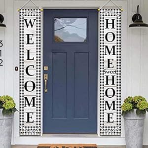 Welcomehomesweethomeporchsignblackwhitebuffaloplaidcheckhangingdoorbannerfarmhouseoutdoorholidaydecoration Urban Country Home Decor Welcome home sweet home porch sign black white buffalo plaid check hanging door banner farmhouse outdoor holiday decoration urban country home decor