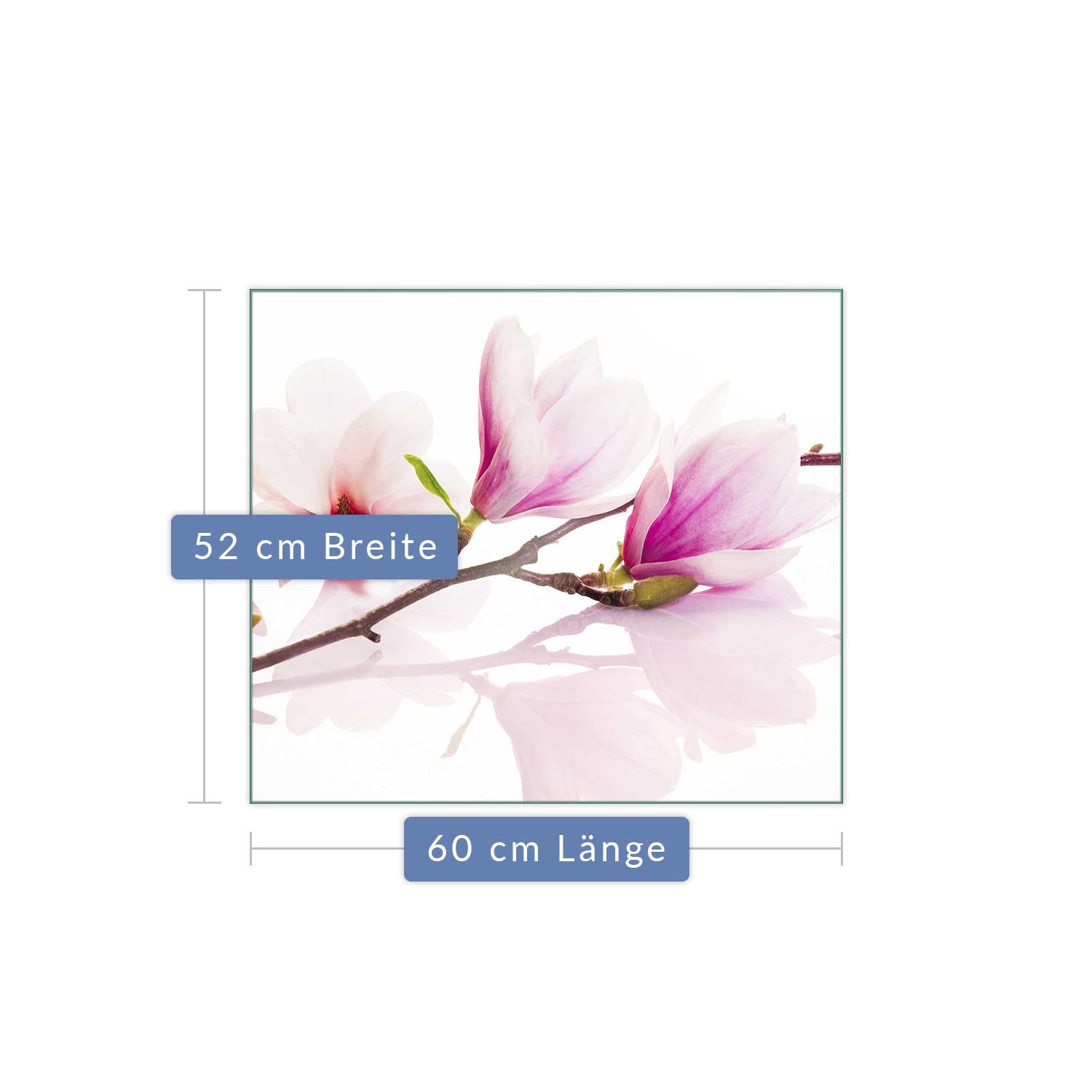 Herdabdeckplatte Abdeckung Ceranfeld Abdeckplatte Schneidebrett 1-Teilig 60x52 Magnolie Rosa Spritzschutz Glasplatte Ceranfeldabdeckung Schutz Kochplatten Herdschutz Sicherheitsglas Glasschneidebrett