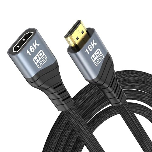 YIWENTEC Câble d'extension HDMI 2.2 16 K 10 K 8 K HDMI mâle vers femelle 16 K @ 60 Hz 10 K 120 Hz 4 K 240 Hz, ultra haute vitesse 96 Gbps compatible avec TV Blu-Ray ordinateur portable PS5 Xbox (2 m)