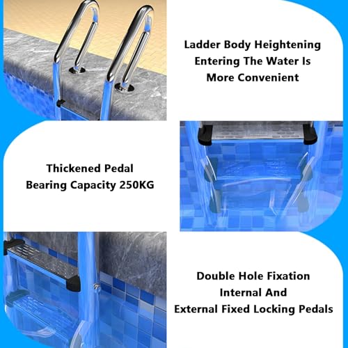 Escalera para piscina de acero inoxidable 3 peldaños miniatura 5