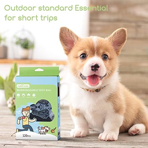 Nobleza 120 Dog Poo Bags with Tie Handles, Poo Bags for Dogs 100% Leak-proof, Extra Thick and Strong Pet Poop Waste Bags, Unscented Black