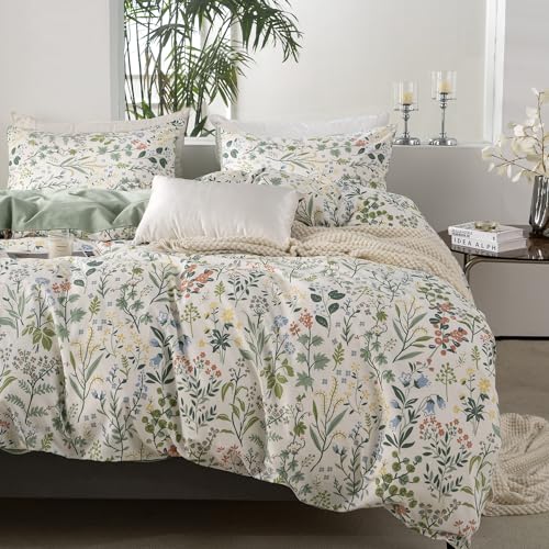 Tisplr JY-0508-LLMBZ-Q Floral Queen Comforter Set 3 Pieces Soft Cotton Bedding Floral Comforter Set Garden Style Floral Botanical Flower Comforter Set thumb #1