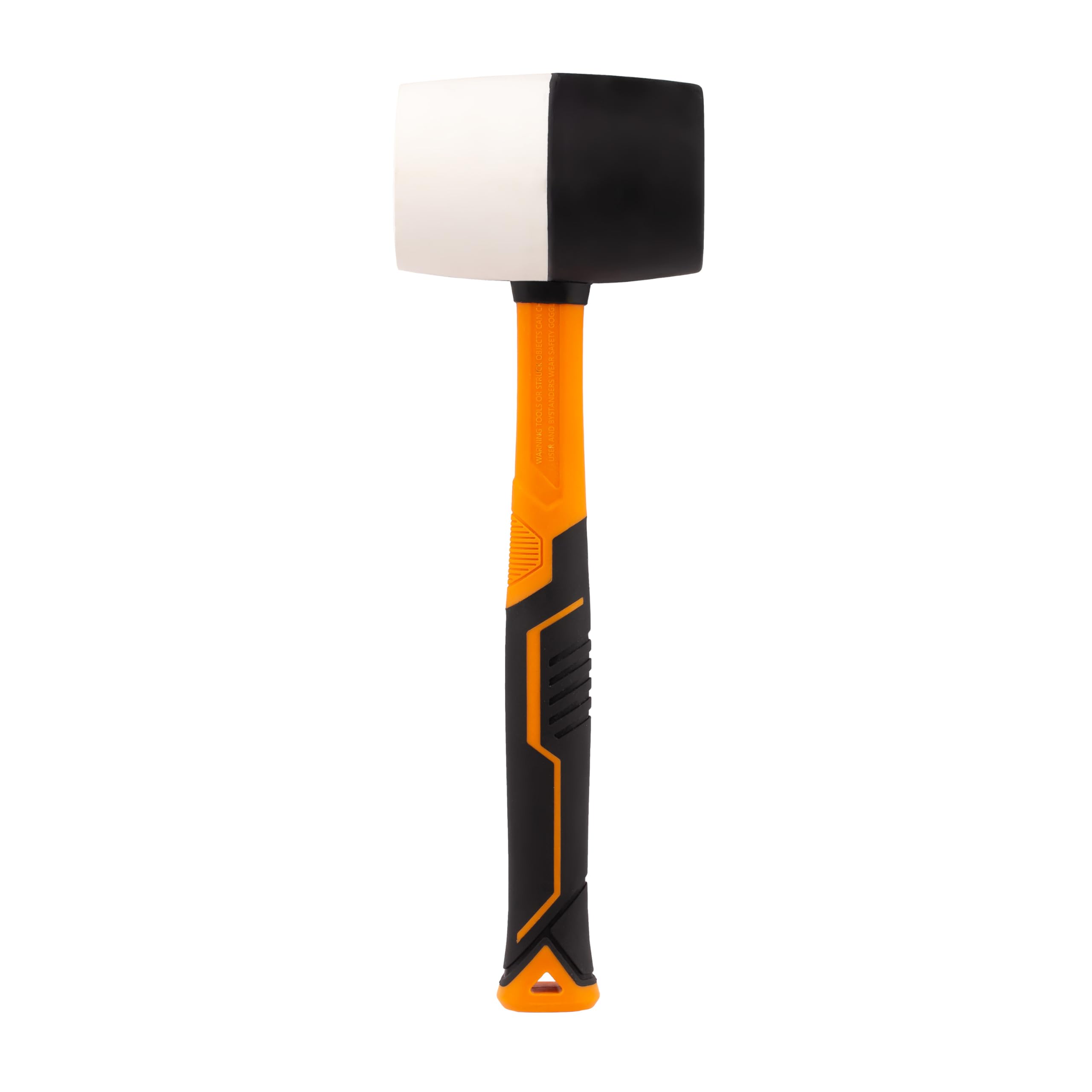 MIVOS Martello in gomma 900 g (32 oz) – Ø 70 mm – Bianco Nero – Martello con manico in fibra di vetro antiscivolo – Martello di montaggio a doppia testa – Martello per pavimentazione con teste morbide