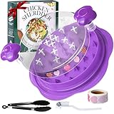 10.8'' Chicken Shredder Tool Twist Large, AOSION Chicken Shredder, Meat Shredder Visible, Desmenuzador De Pollo Ergonomic Handle, Includes Brush, Food Holder, DIY Sticker (Purple)