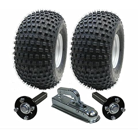ATV trailer kit - Quad trailer - wheels + hub/stub + hitch, 310kg, tyres are 22x11.00-8 4ply P323 Wanda Knobby Cover