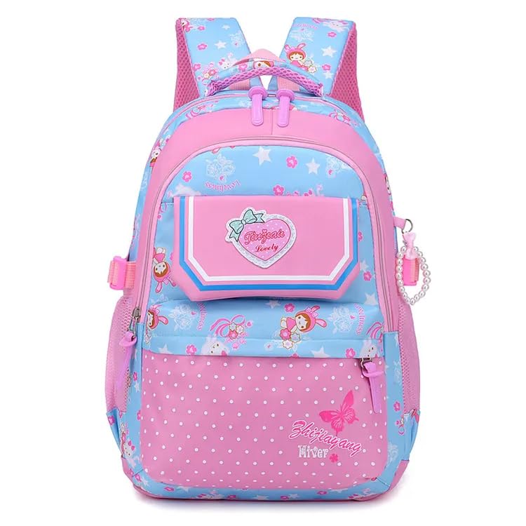 Sac à dos scolaire fille rose fleuri pour la rentrée et les sorties d'école