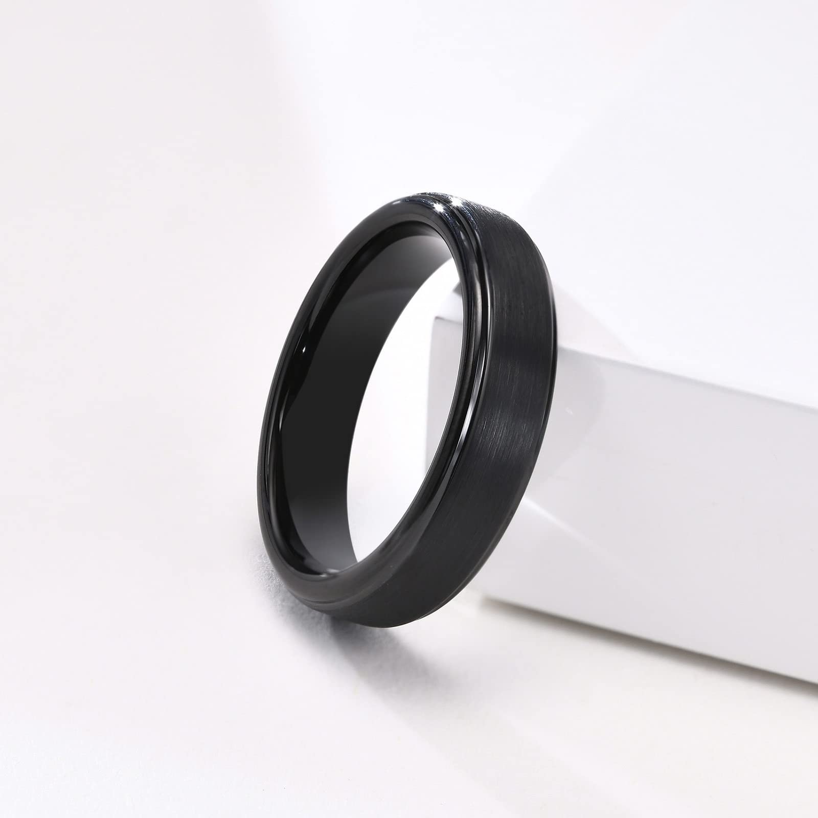 Collar personalizado para parejas, collar de promesa a juego, anillos de boda de tungsteno de 5 mm, collar negro cepillado, regalo personalizado para el día de San Valentín