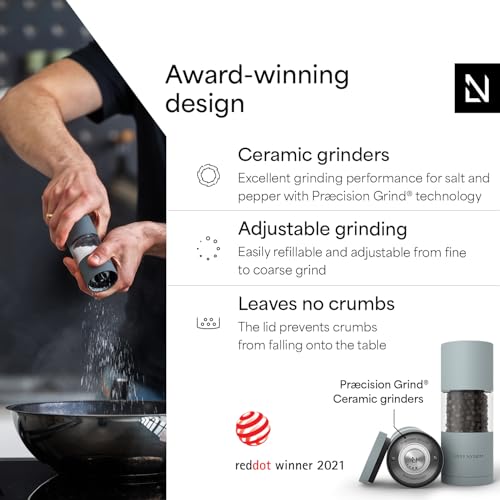 Image of LARS NYSOM Salt and Pepper Grinder Set, Manual Salt and Pepper Mills with Adjustable Ceramic Grinder, Design Spice Shaker Set (Sky Blue)