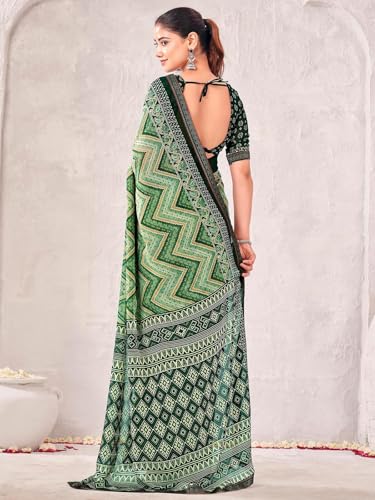 Image of SIRIL Women's Georgette Printed Saree with Unstitched Blouse Piece
