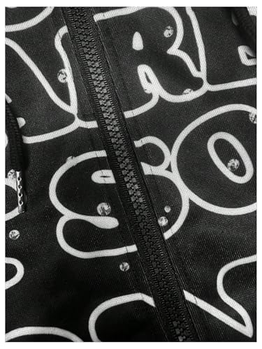 GORGLITTER Men's Oversized Letter Graphic Hoodie Long Sleeve Zip Up Drawstring Sweatshirt3