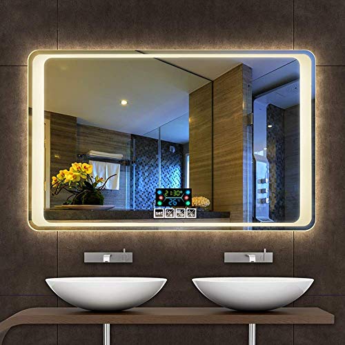 Ryan's La luz LED inteligente de baño Espejo de baño Interruptor táctil Bluetooth Music Temperatura Tiempo visualización electrónica anti-vaho de iluminación multifunción exhibición de la fecha Wirele