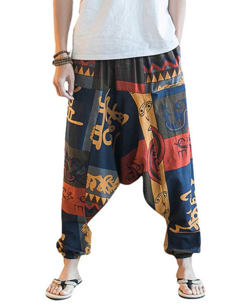 Unisex Harén Aladdin Hippy Pantalones Baggy Hippie Boho Yoga Wideleg Pantalones para Hombres