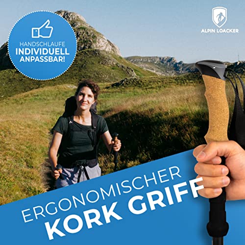 Alpin Loacker Teleskop Wanderstöcke Carbon mit Korkgriff I Leichte Nordic Walking Stöcke Damen und Herren für Skifahren… - Image 4