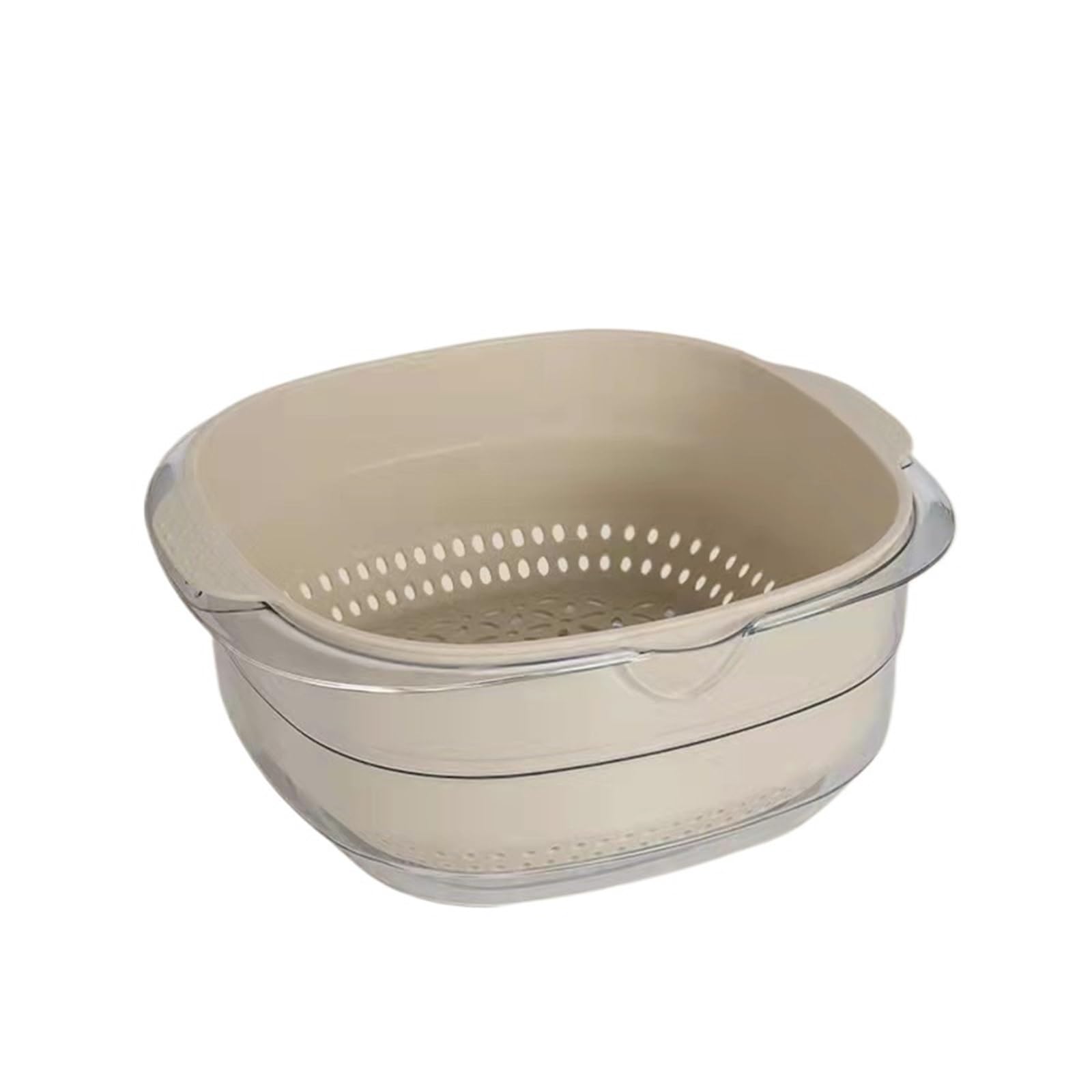Cesta coladora de doble capa 2 piezas Para Cocina | Colador de frutas y verduras for lavado de cocina, cesta de remojo for lavado y enjuague(White)