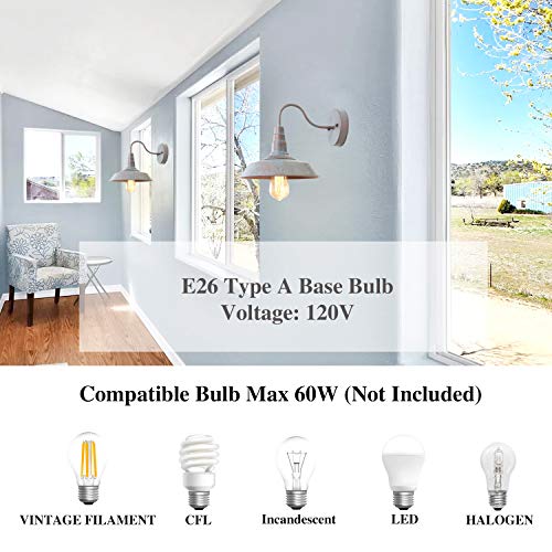 Image of LALUZ Wall Sconce, Farmhouse Barn Gooseneck Light Fixture with Blue Finish for Bedroom, Kitchen, Pathway, Foyer and Bathroom